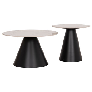 ΣΕΤ 2 ΤΡΑΠΕΖΙΑ ΣΑΛΟΝΙΟΥ RIDGE(X) HM18307.02 SINTERED STONE TOPS--ΒΑΣΕΙΣ ΜΑΥΡΕΣ Φ50 & Φ70 - Pakobazaar