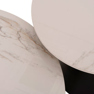 ΣΕΤ 2 ΤΡΑΠΕΖΙΑ ΣΑΛΟΝΙΟΥ RIDGE(X) HM18307.02 SINTERED STONE TOPS--ΒΑΣΕΙΣ ΜΑΥΡΕΣ Φ50 & Φ70 - Pakobazaar