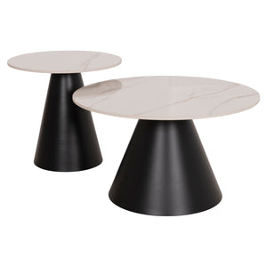 ΣΕΤ 2 ΤΡΑΠΕΖΙΑ ΣΑΛΟΝΙΟΥ RIDGE(X) HM18307.02 SINTERED STONE TOPS--ΒΑΣΕΙΣ ΜΑΥΡΕΣ Φ50 & Φ70 - Pakobazaar