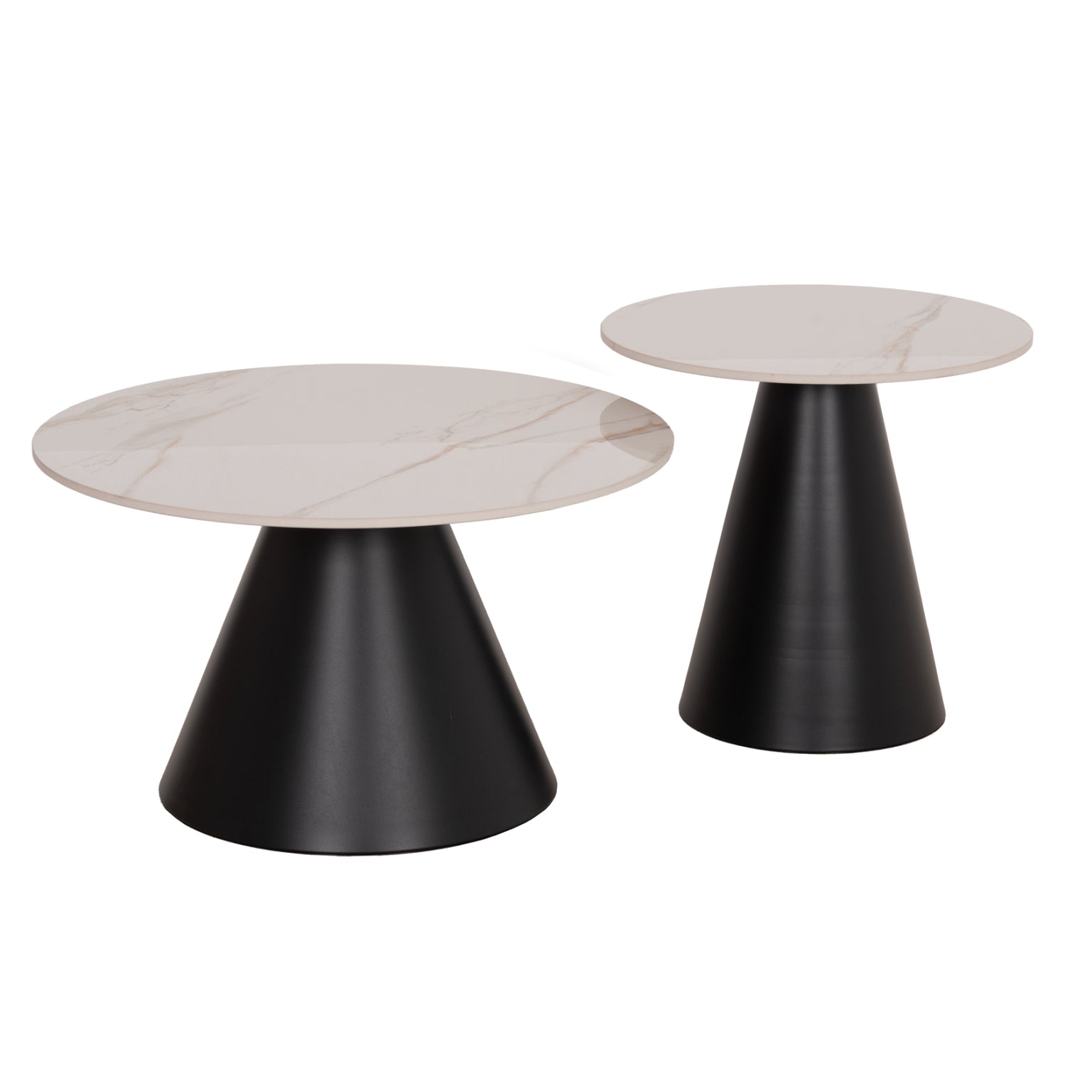 ΣΕΤ 2 ΤΡΑΠΕΖΙΑ ΣΑΛΟΝΙΟΥ RIDGE(X) HM18307.02 SINTERED STONE TOPS--ΒΑΣΕΙΣ ΜΑΥΡΕΣ Φ50 & Φ70 - Pakobazaar