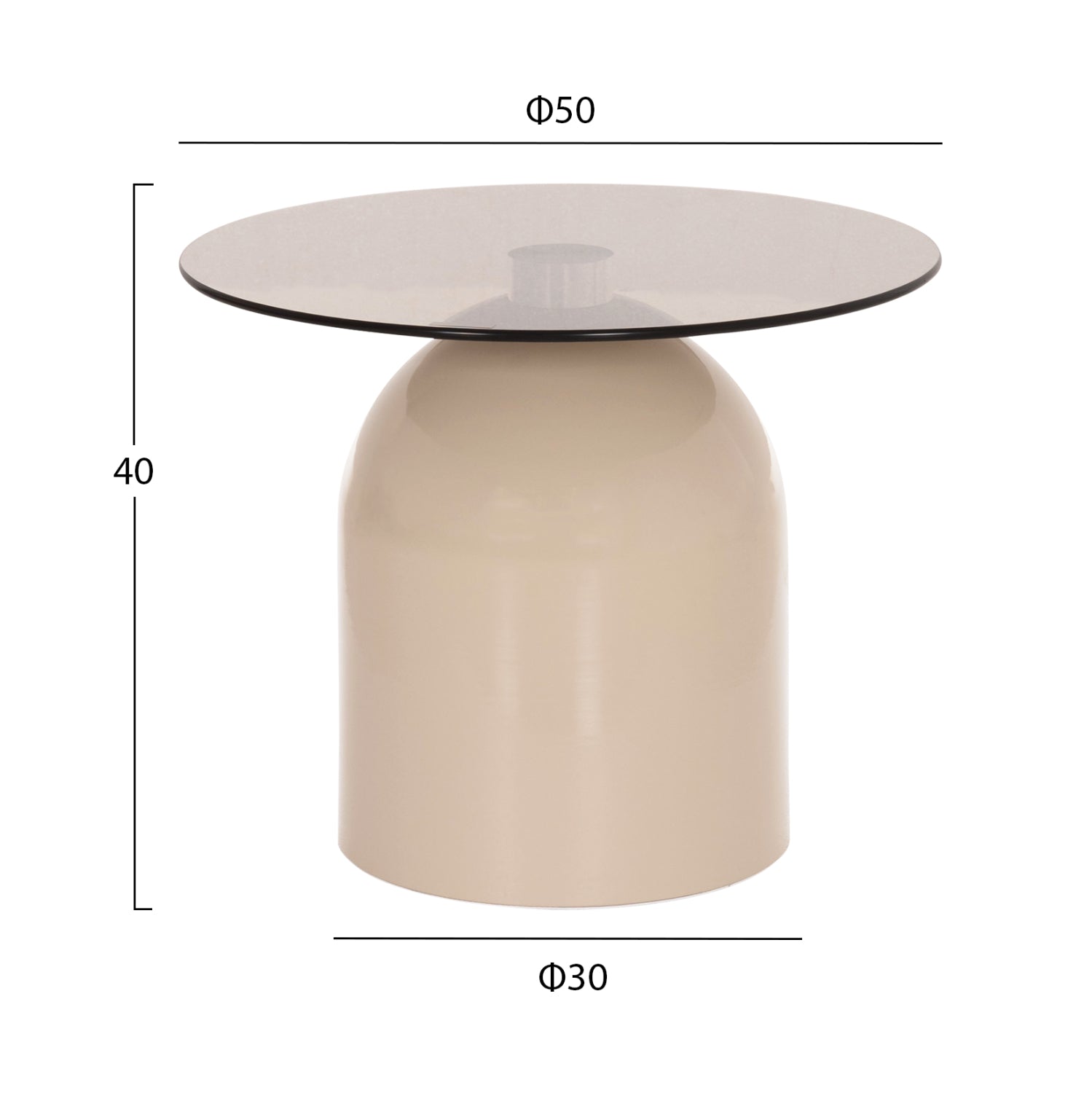 ΣΕΤ 2 ΤΡΑΠΕΖΙΑ ΣΑΛΟΝΙΟΥ BELLINS HM18314.04 ΜΠΕΖ ΜΕΤΑΛ.ΒΑΣΕΙΣ--ΓΥΑΛΙ Φ50εκ & Φ40εκ - Pakobazaar