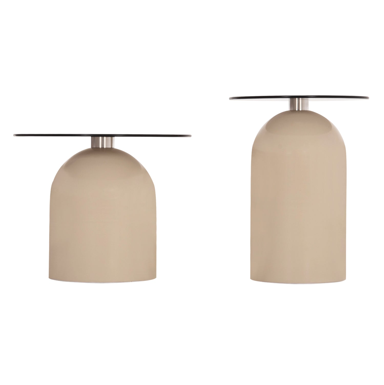 ΣΕΤ 2 ΤΡΑΠΕΖΙΑ ΣΑΛΟΝΙΟΥ BELLINS HM18314.04 ΜΠΕΖ ΜΕΤΑΛ.ΒΑΣΕΙΣ--ΓΥΑΛΙ Φ50εκ & Φ40εκ - Pakobazaar