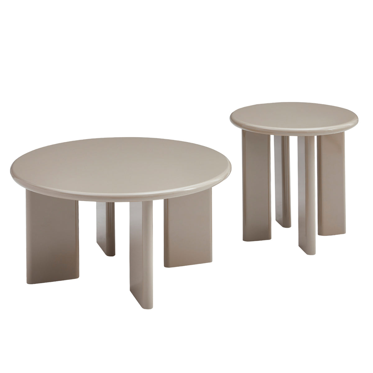 ΣΕΤ 2 ΤΡΑΠΕΖΙΑ ΣΑΛΟΝΙΟΥ FLIX HM18452.05 MDF ΣΕ GLOSSY TAUPE Φ80 & Φ50εκ