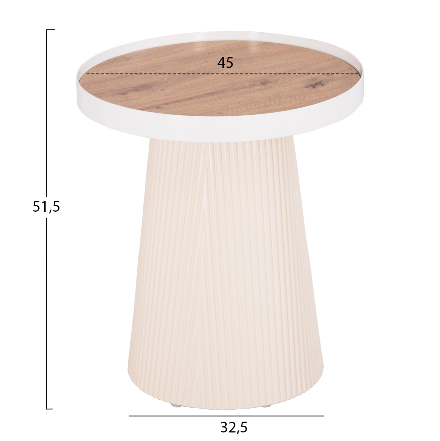 ΣΕΤ 2ΤΜΧ ΤΡΑΠΕΖΙΑ ΣΑΛΟΝΙΟΥ DUNCAN HM21082 MDF ΚΡΕΜ ΚΑΙ ΚΕΡΑΜΙΚΟ TOP Φ80εκ & Φ45εκ - Pakobazaar