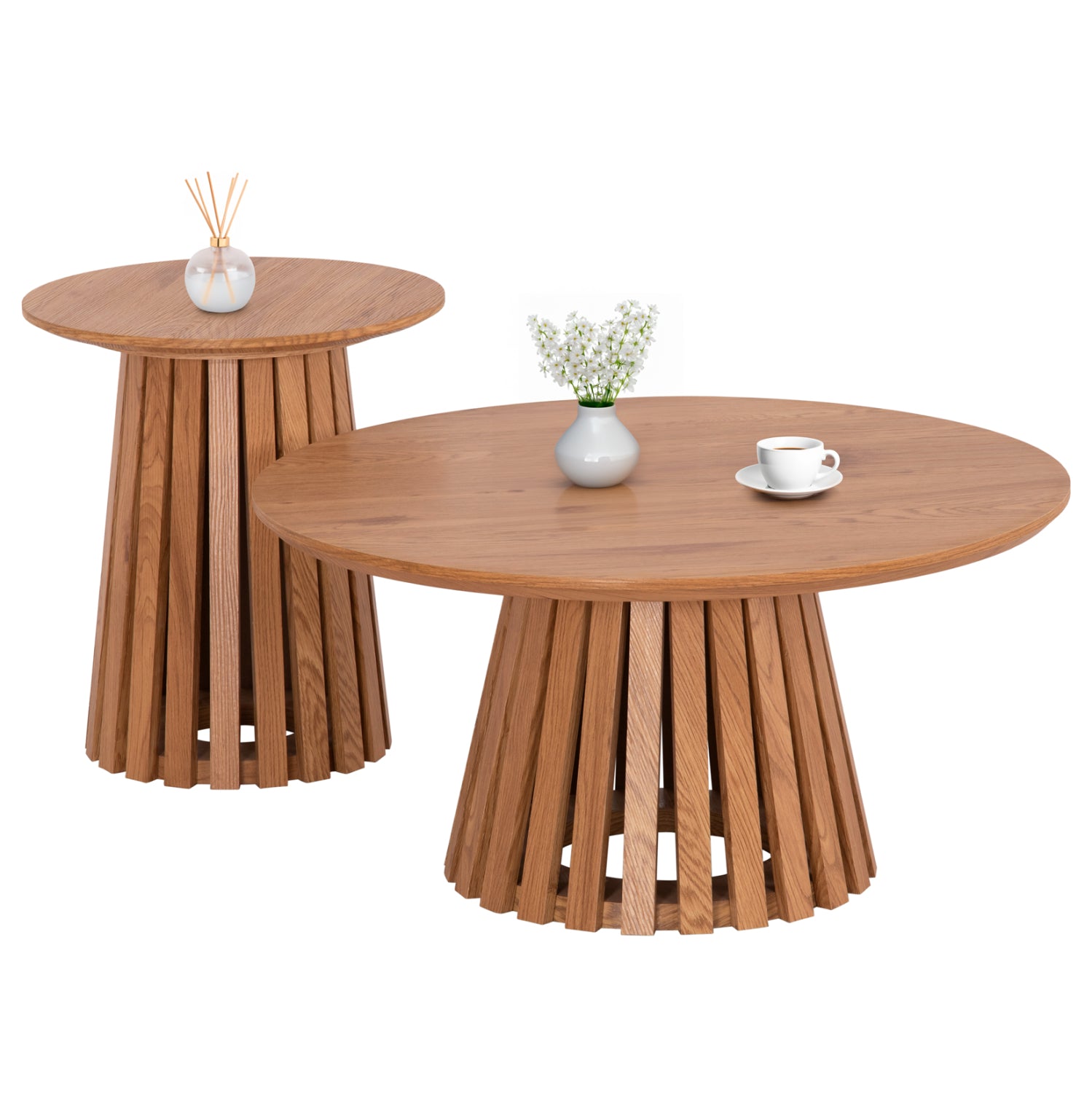 ΣΕΤ 2ΤΜΧ ΤΡΑΠΕΖΙΑ ΣΑΛΟΝΙΟΥ TALBERT HM21083 MDF ΦΥΣΙΚΟ ΞΥΛΟΥ Φ80εκ & Φ45εκ - Pakobazaar