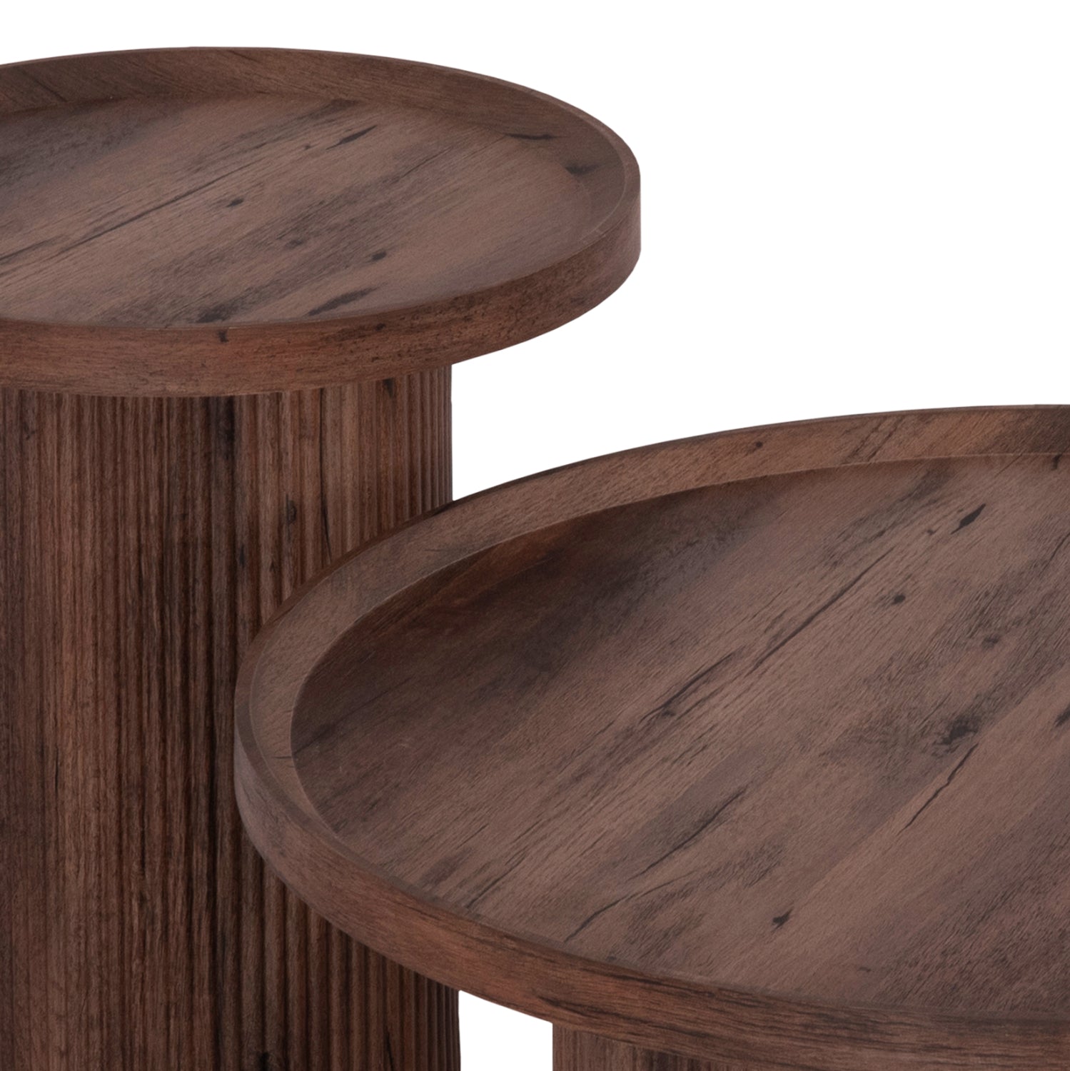 ΣΕΤ 2ΤΜΧ ΤΡΑΠΕΖΙΑ ΣΑΛΟΝΙΟΥ MARGON HM21084 MDF ΣΚΟΥΡΟ ΚΑΦΕ Φ80εκ & Φ45εκ - Pakobazaar