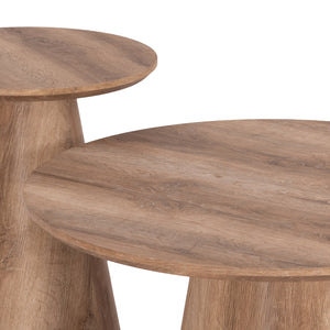 ΣΕΤ 2ΤΜΧ ΤΡΑΠΕΖΙΑ ΣΑΛΟΝΙΟΥ KARAN HM21085 MDF ΦΥΣΙΚΟ ΞΥΛΟΥ Φ80εκ & Φ45εκ - Pakobazaar