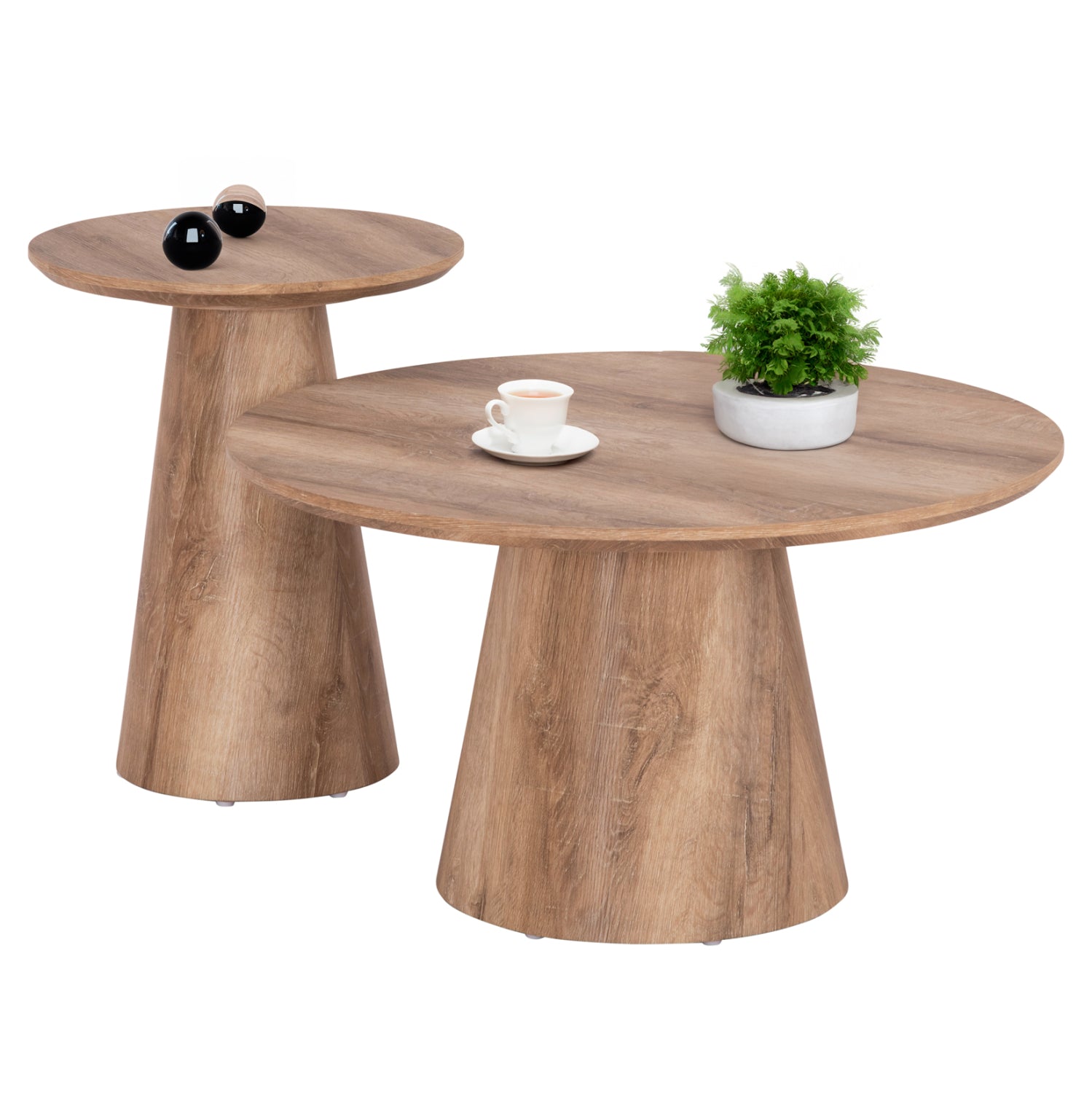 ΣΕΤ 2ΤΜΧ ΤΡΑΠΕΖΙΑ ΣΑΛΟΝΙΟΥ KARAN HM21085 MDF ΦΥΣΙΚΟ ΞΥΛΟΥ Φ80εκ & Φ45εκ - Pakobazaar