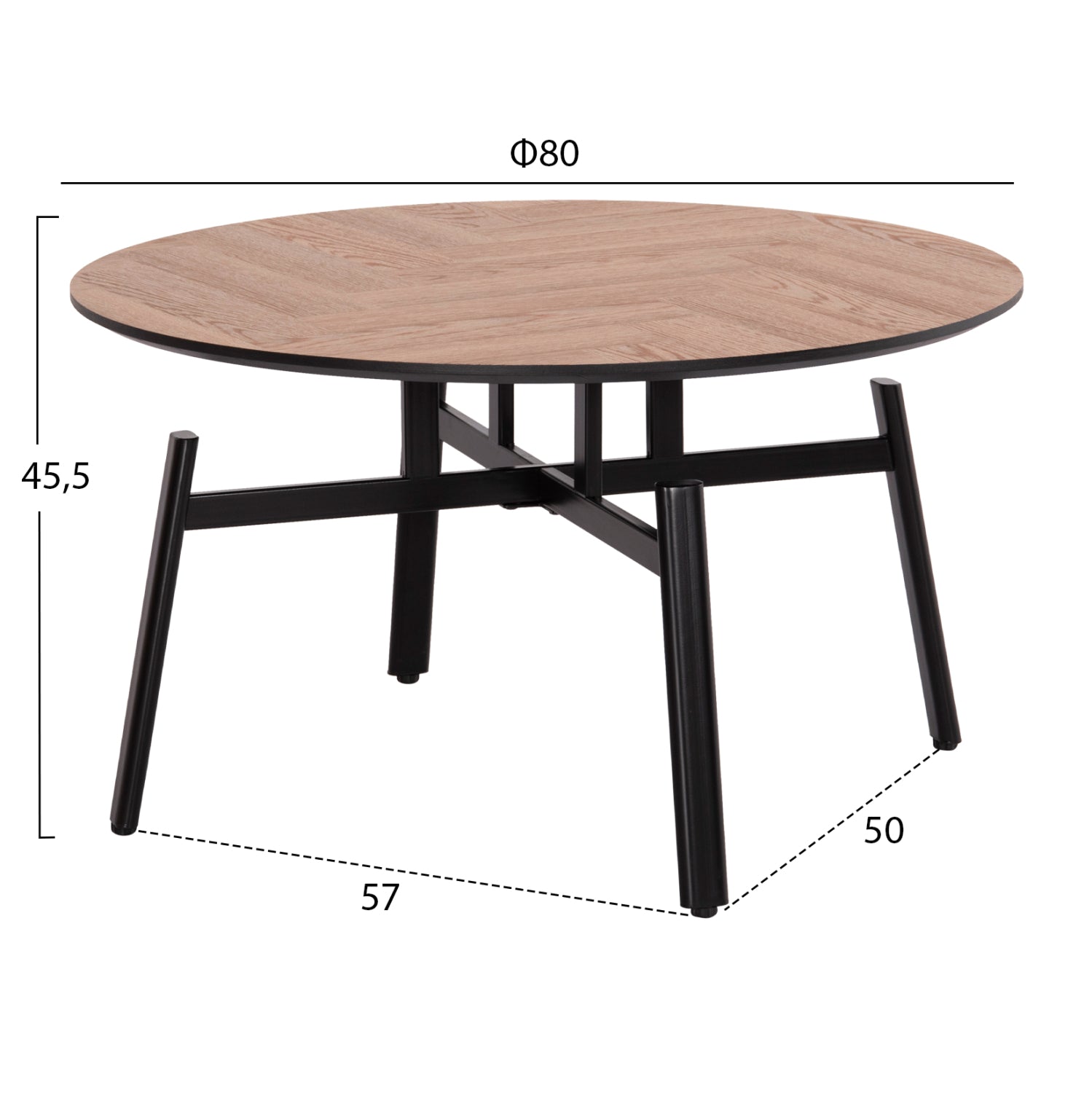 ΣΕΤ 2ΤΜΧ ΤΡΑΠΕΖΙΑ ΣΑΛΟΝΙΟΥ NORTON HM21088 MDF-ΜΕΤΑΛΛΟ Φ80εκ & Φ45εκ - Pakobazaar