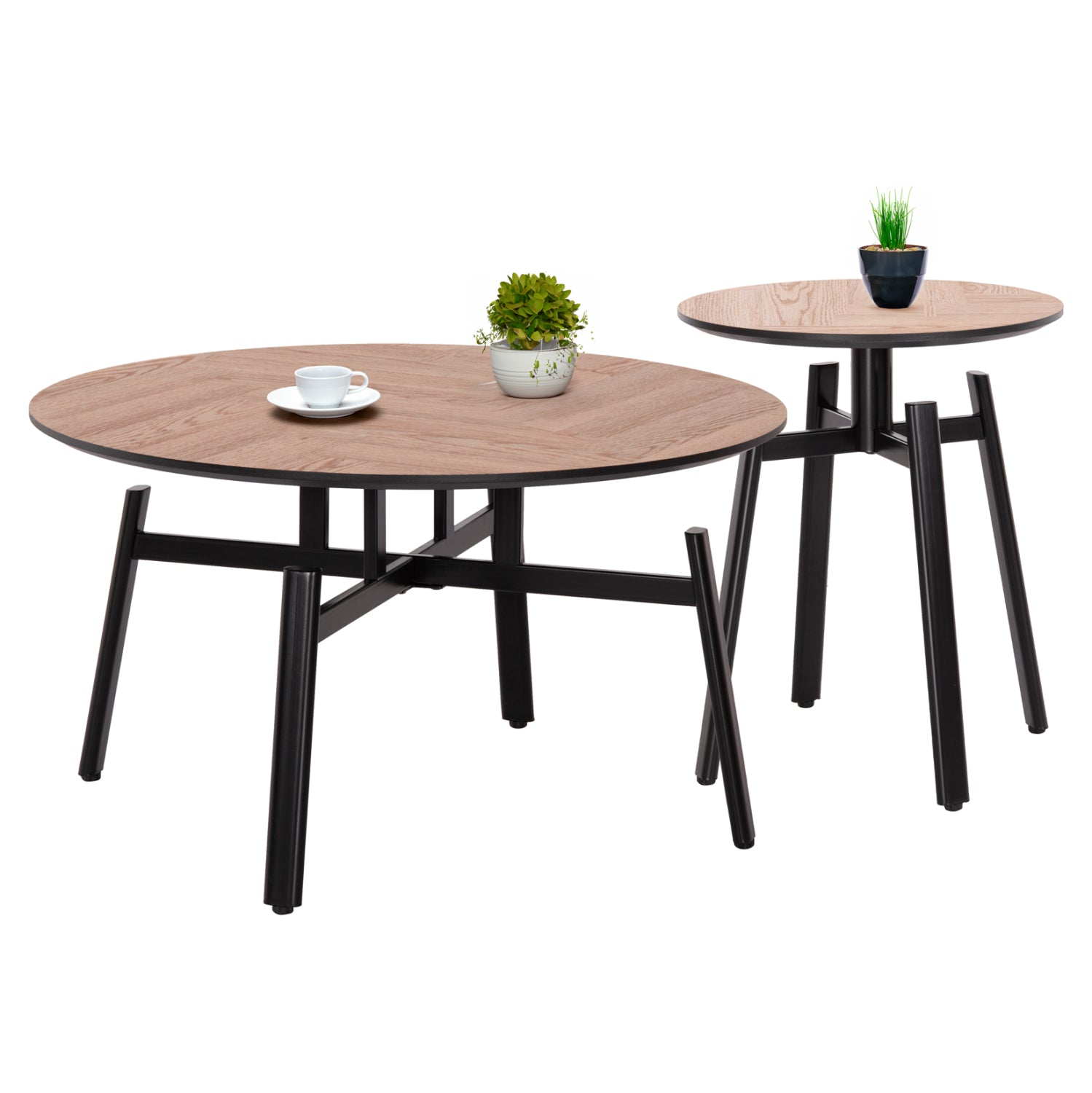 ΣΕΤ 2ΤΜΧ ΤΡΑΠΕΖΙΑ ΣΑΛΟΝΙΟΥ NORTON HM21088 MDF-ΜΕΤΑΛΛΟ Φ80εκ & Φ45εκ - Pakobazaar