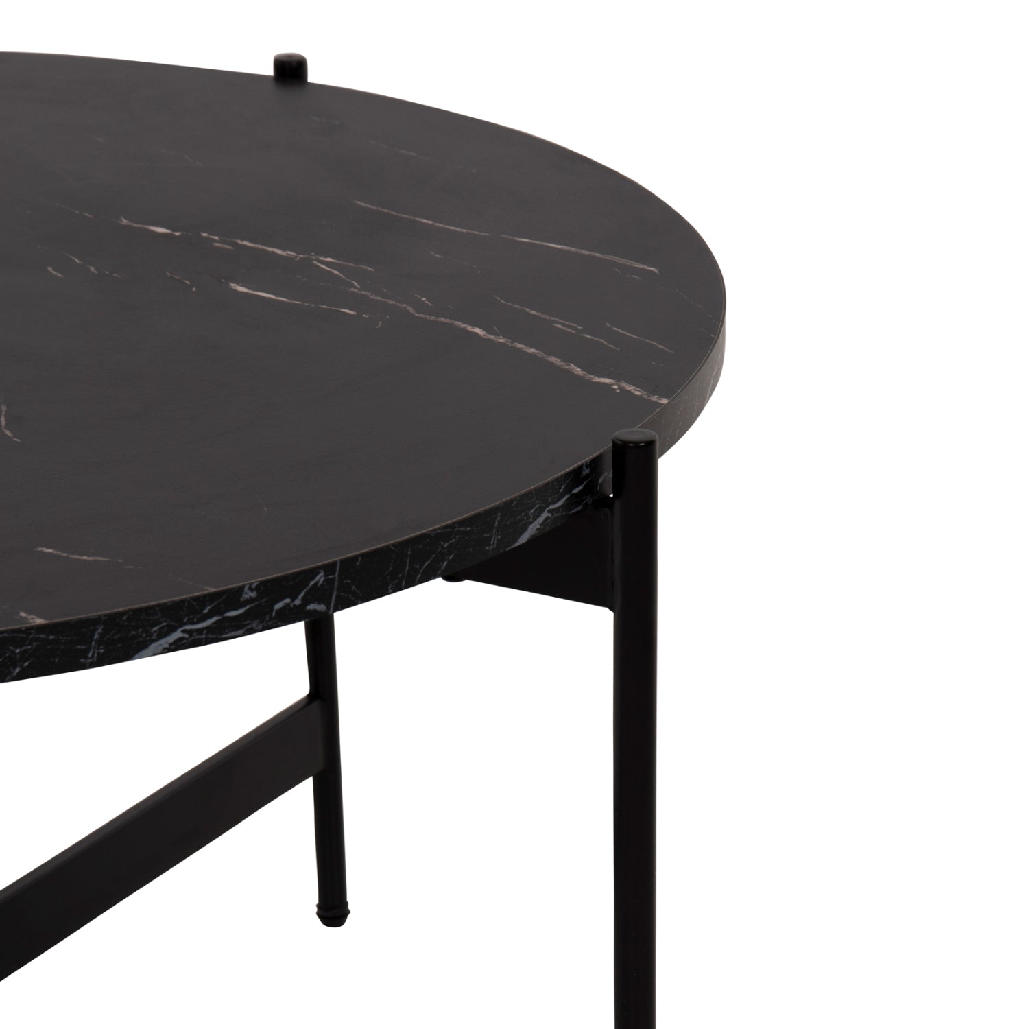 ΣΕΤ 2ΤΜΧ ΤΡΑΠΕΖΙΑ ΣΑΛΟΝΙΟΥ RONDA HM21089 MDF ΜΑΥΡΟ ΜΑΡΜΑΡΟ Φ80εκ & Φ50εκ - Pakobazaar