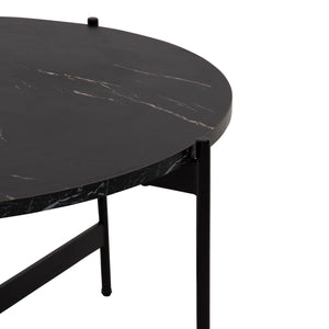 ΣΕΤ 2ΤΜΧ ΤΡΑΠΕΖΙΑ ΣΑΛΟΝΙΟΥ RONDA HM21089 MDF ΜΑΥΡΟ ΜΑΡΜΑΡΟ Φ80εκ & Φ50εκ - Pakobazaar