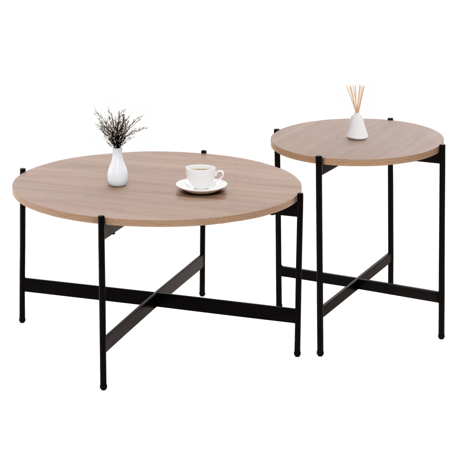 ΣΕΤ 2ΤΜΧ ΤΡΑΠΕΖΙΑ ΣΑΛΟΝΙΟΥ RONDA HM21089.02 MDF ΣΟΝΑΜΑ Φ80εκ & Φ50εκ - Pakobazaar
