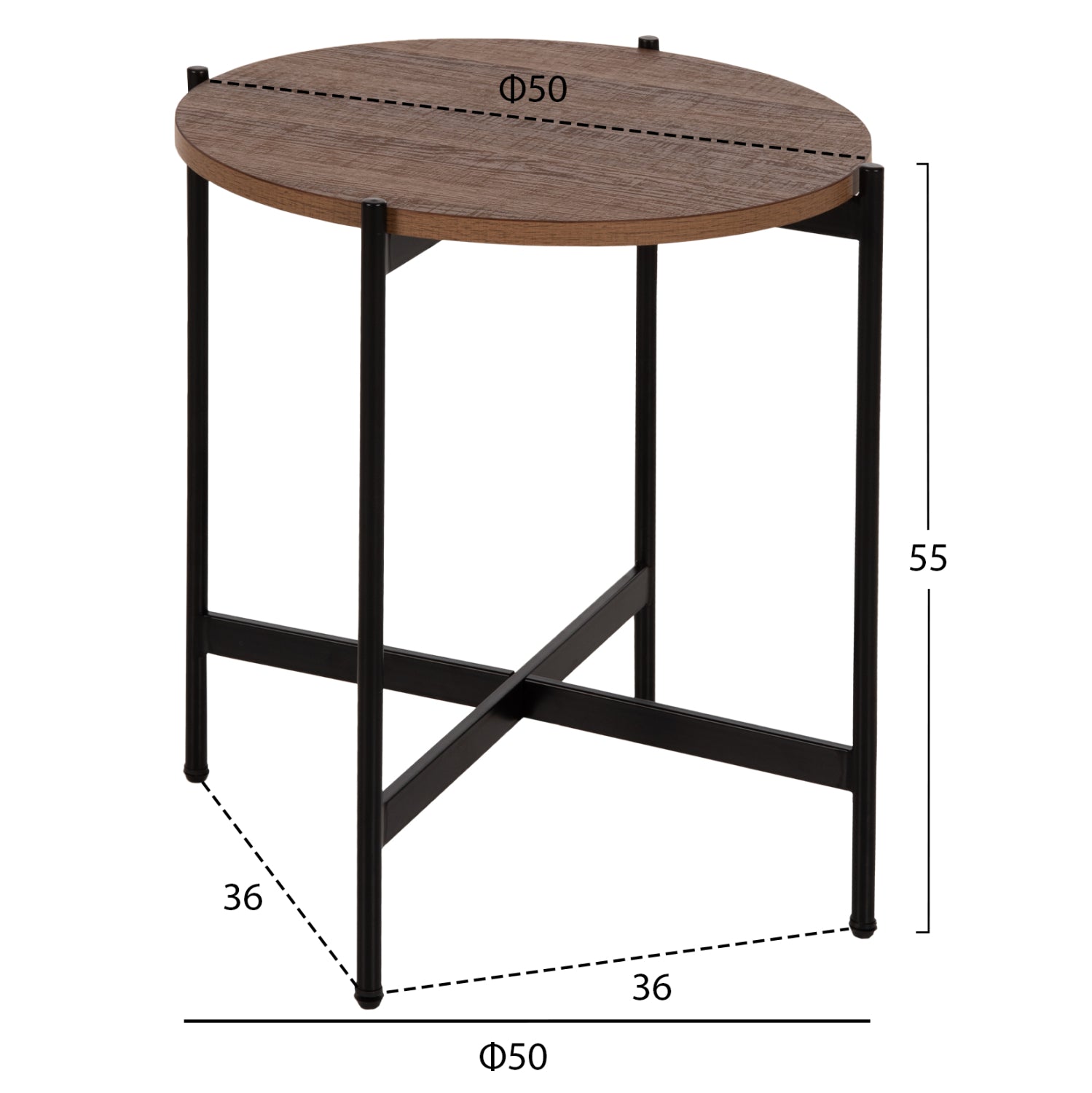 ΣΕΤ 2ΤΜΧ ΤΡΑΠΕΖΙΑ ΣΑΛΟΝΙΟΥ RONDA HM21089.03 MDF ΣΕ ΚΑΡΥΔΙ ΧΡΩΜΑ Φ80εκ & Φ50εκ - Pakobazaar