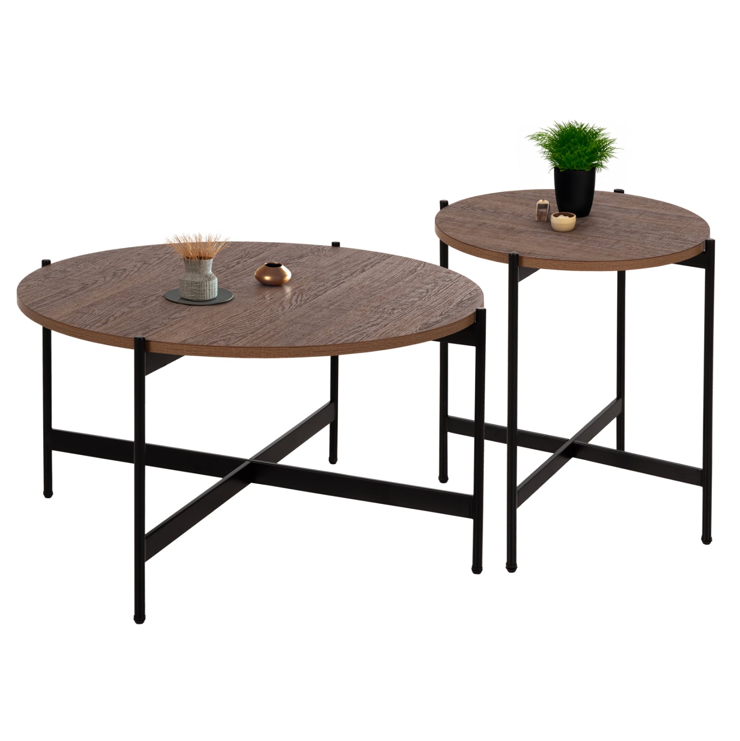 ΣΕΤ 2ΤΜΧ ΤΡΑΠΕΖΙΑ ΣΑΛΟΝΙΟΥ RONDA HM21089.03 MDF ΣΕ ΚΑΡΥΔΙ ΧΡΩΜΑ Φ80εκ & Φ50εκ - Pakobazaar