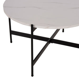 ΣΕΤ 2ΤΜΧ ΤΡΑΠΕΖΙΑ ΣΑΛΟΝΙΟΥ RONDA HM21089.04 MDF ΛΕΥΚΟ ΜΑΡΜΑΡΟ Φ80εκ & Φ50εκ - Pakobazaar