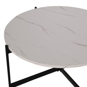 ΣΕΤ 2ΤΜΧ ΤΡΑΠΕΖΙΑ ΣΑΛΟΝΙΟΥ RONDA HM21089.04 MDF ΛΕΥΚΟ ΜΑΡΜΑΡΟ Φ80εκ & Φ50εκ - Pakobazaar