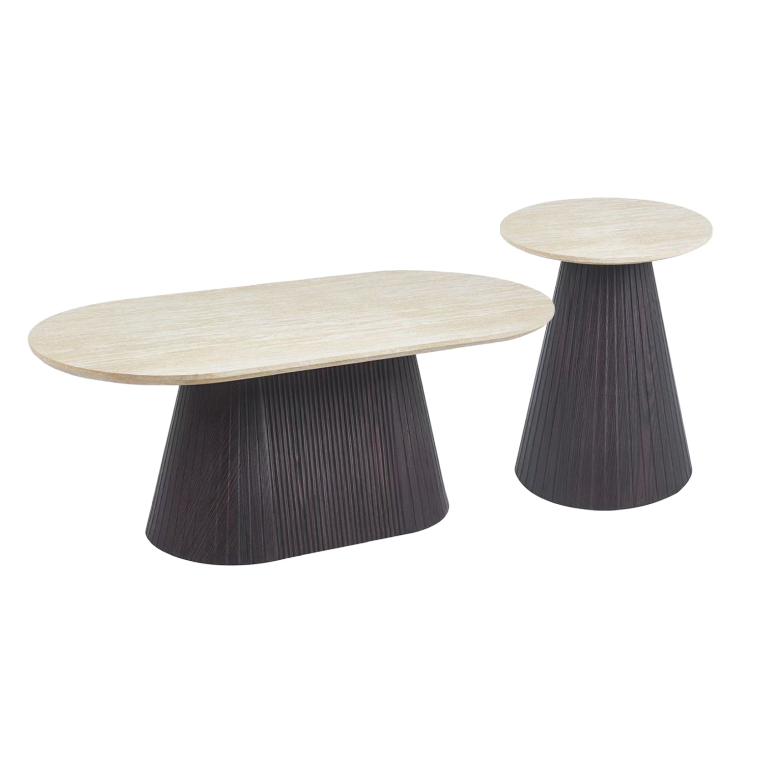 ΣΕΤ 2ΤΜΧ ΤΡΑΠΕΖΙΑ ΣΑΛΟΝΙΟΥ CATER HM21260 ΚΕΡΑΜΙΚΟ TOP ΟΨΗ ΤΡΑΒΕΡΤΙΝΑΣ-MDF ΒΑΣΗ ΚΑΦΕ - Pakobazaar