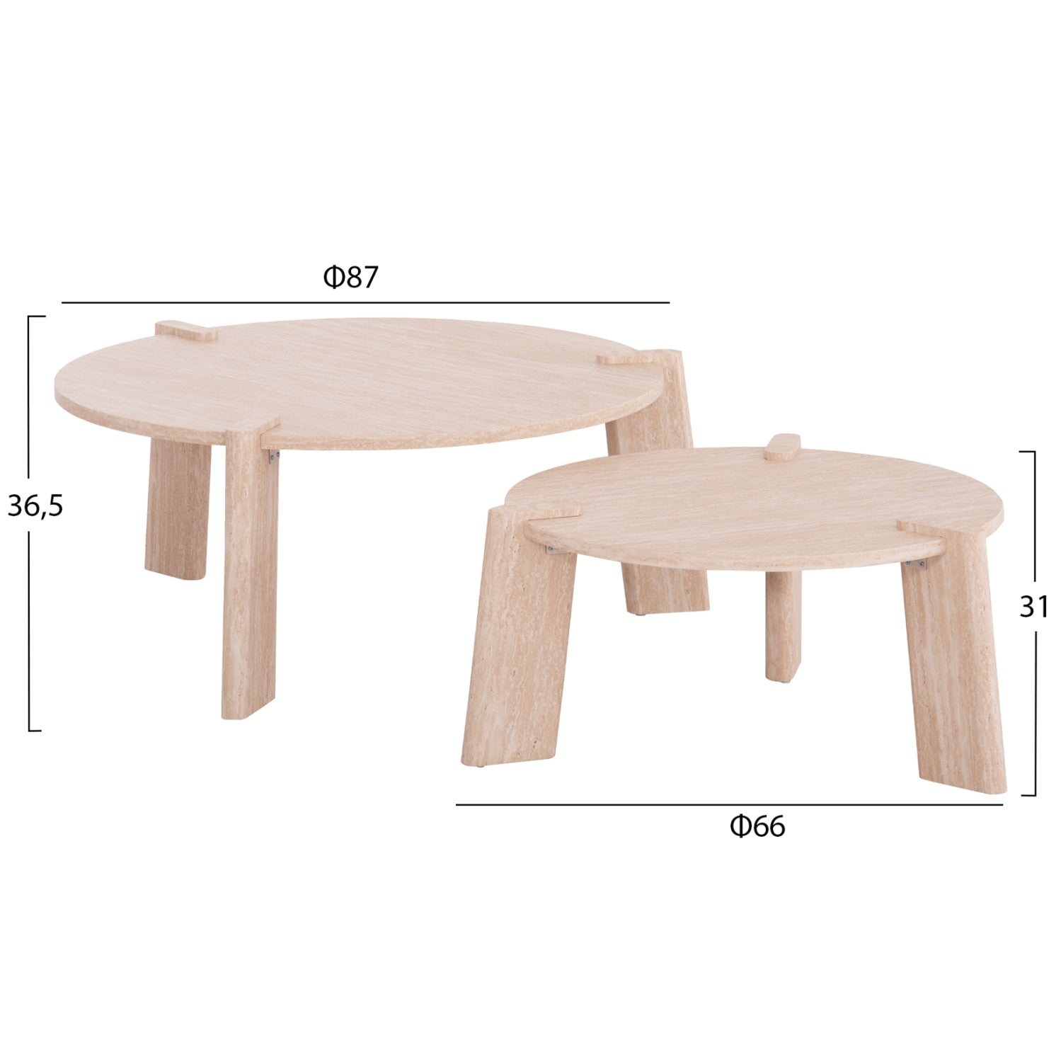 ΣΕΤ 2ΤΜΧ ΤΡΑΠΕΖΙΑ ΣΑΛΟΝΙΟΥ EQUIL HM9943.01 MDF ΜΕ ΜΕΛΑΜΙΝΗ-ΦΥΣΙΚΟ 66x66εκ + 87x87εκ - Pakobazaar