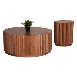 ΣΕΤ 2ΤΜΧ ΤΡΑΠΕΖΙΑ ΣΑΛΟΝΙΟΥ ΣΤΡΟΓΓΥΛΑ SEDGE HM11944 ΜΑΣΙΦ ΑΚΑΚΙΑ Φ90 & Φ40εκ. - Pakobazaar