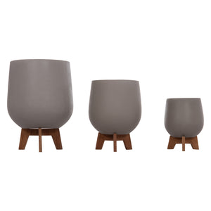 ΣΕΤ 3 ΓΛΑΣΤΡΕΣ ΜΕ TEAK ΒΑΣΕΙΣ TRYLL HM4681.03 FIBER CEMENT--ΓΚΡΙ