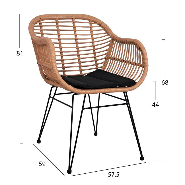 ΣΕΤ 3ΤΜΧ ALLEGRA WICKER ΜΕ ΤΡΑΠΕΖΙ 80X80Χ78Υ ΜΠΕΖ & ΜΑΥΡΟ ΧΡΩΜΑ HM10483 - Pakobazaar