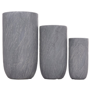 ΣΕΤ 3ΤΜΧ ΓΛΑΣΤΡΕΣ ΚΥΛΙΝΔΡΟΙ ΣΕΙΡΑ GARDENER HM4720 FIBERCLAY-ΧΡΩΜΑ CEMENT Φ44x79Υεκ
