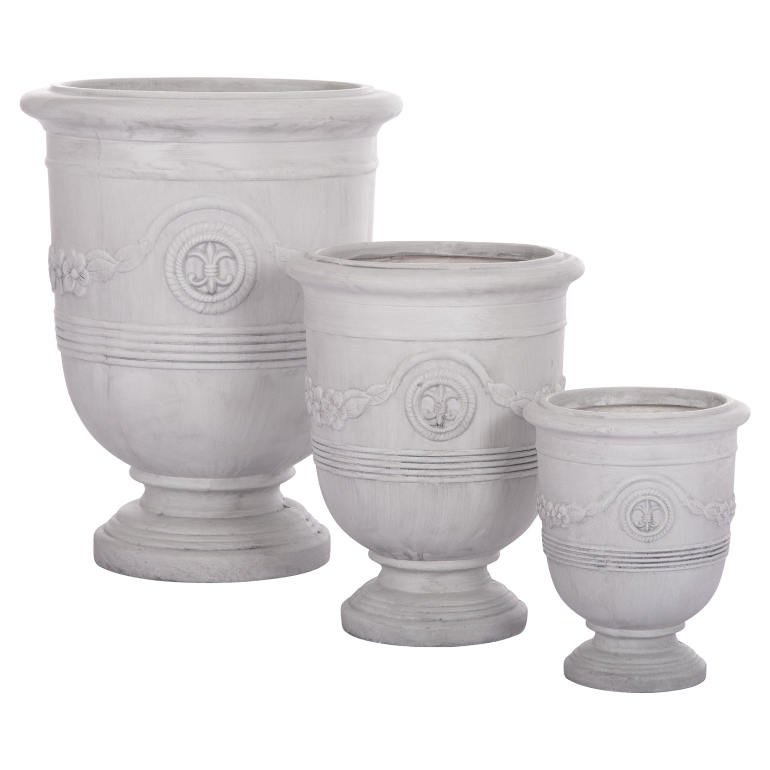 ΣΕΤ 3ΤΜΧ ΓΛΑΣΤΡΕΣ ΜΕ ΑΝΑΓΛΥΦΟ GARDENER HM4729 FIBERCLAY-ΣΕ ΥΠΟΛΕΥΚΟ Φ58x72.5Υεκ - Pakobazaar