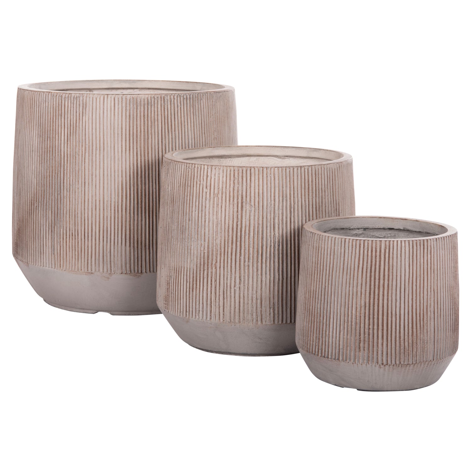 ΣΕΤ 3ΤΜΧ ΓΛΑΣΤΡΕΣ ΣΤΡΟΓΓΥΛΕΣ ΣΕΙΡΑ GARDENER HM4724 FIBERCLAY-ΧΡΩΜΑ CEMENT Φ55x55Υεκ