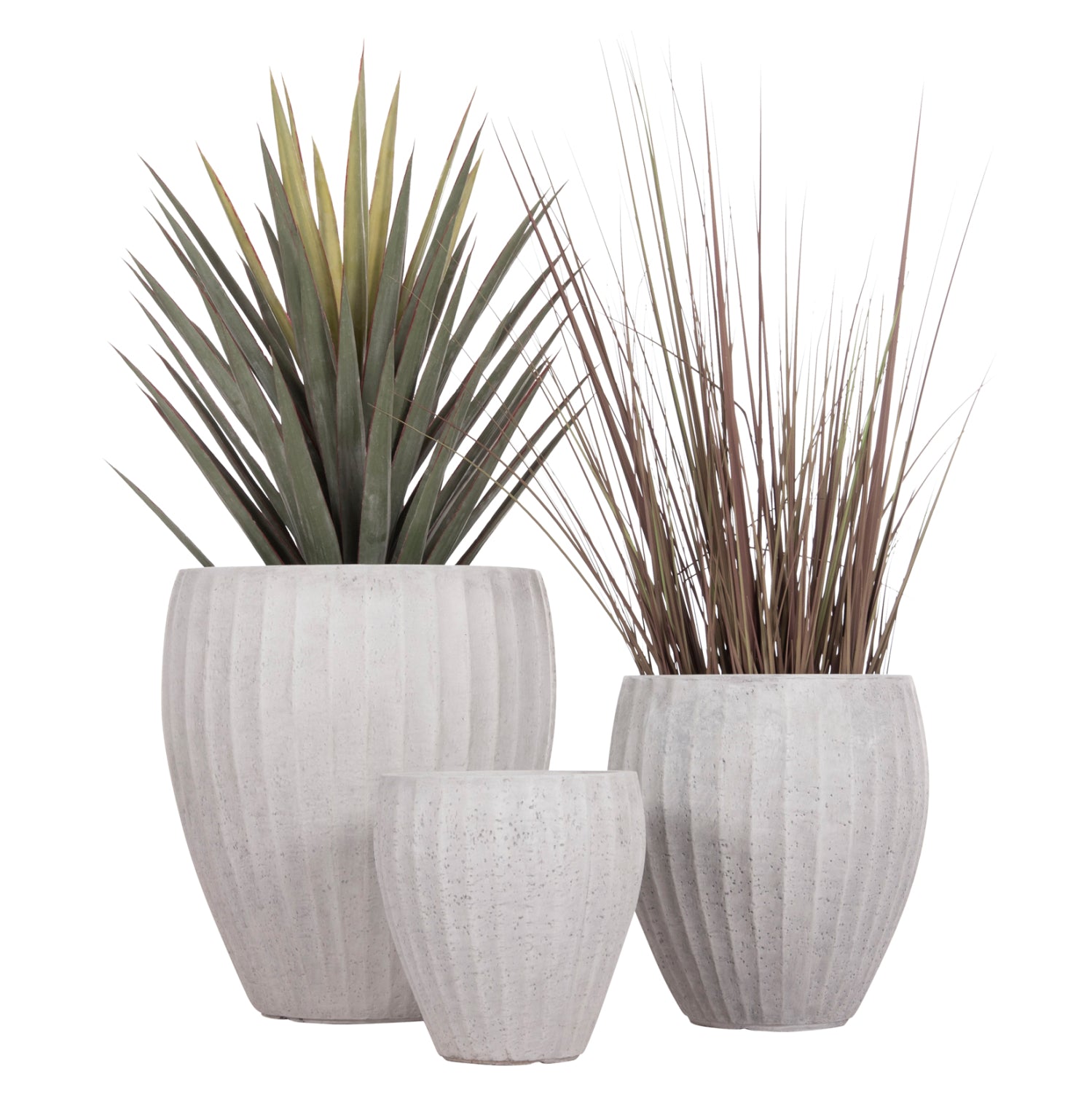 ΣΕΤ 3ΤΜΧ ΓΛΑΣΤΡΕΣ ΣΤΡΟΓΓΥΛΕΣ ΣΕΙΡΑ GARDENER HM4728 FIBERCLAY-ΧΡΩΜΑ CEMENT Φ48x56Υεκ - Pakobazaar