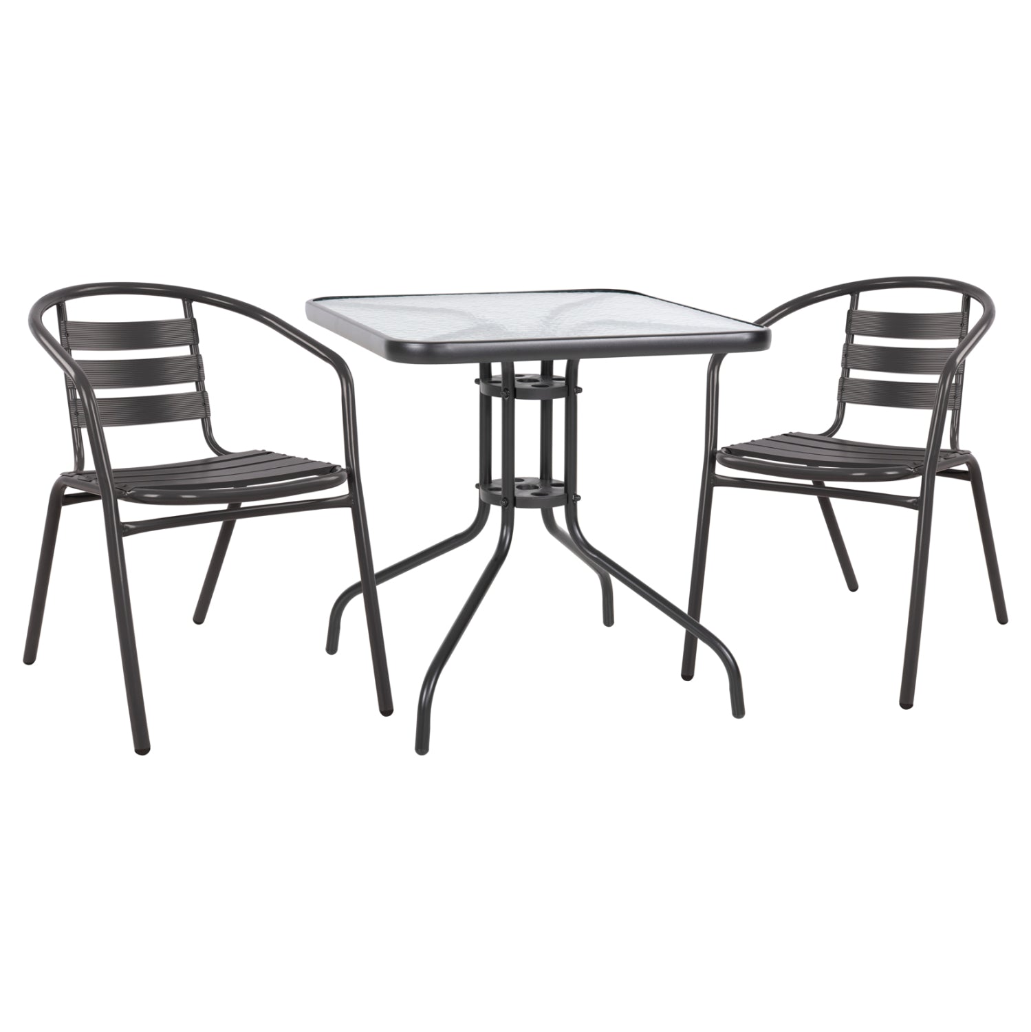 ΣΕΤ 3ΤΜΧ ΜΕ ΤΡΑΠΕΖΙ FIGO 70Χ70Χ72Υ & ΠΟΛΥΘΡΟΝΕΣ LAURA ΓΚΡΙ ΧΡΩΜΑ HM10469 - Pakobazaar