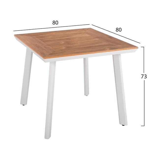 ΣΕΤ 3ΤΜΧ ΜΕ ΤΡΑΠΕΖΙ 80Χ80Χ73Υ & ΠΟΛΥΘΡΟΝΕΣ ΑΛΟΥΜΙΝΙΟΥ ΣΕ ΛΕΥΚΟ ΧΡΩΜΑ HM10537.01 - Pakobazaar