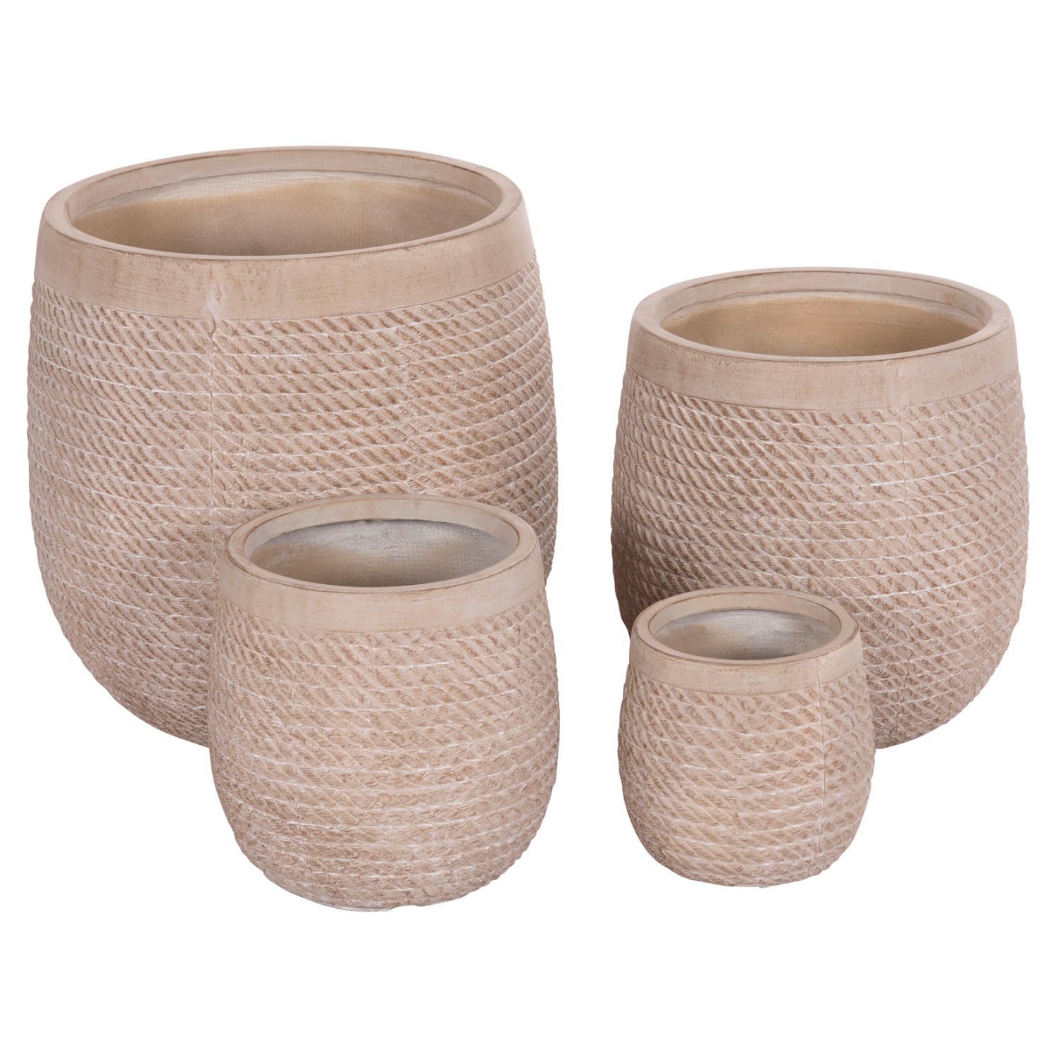 ΣΕΤ 4ΤΜΧ ΓΛΑΣΤΡΕΣ ΣΤΡΟΓΓΥΛΕΣ GARDENER HM4722 FIBERCLAY--IVORY CEMENT Φ54x54Υεκ - Pakobazaar