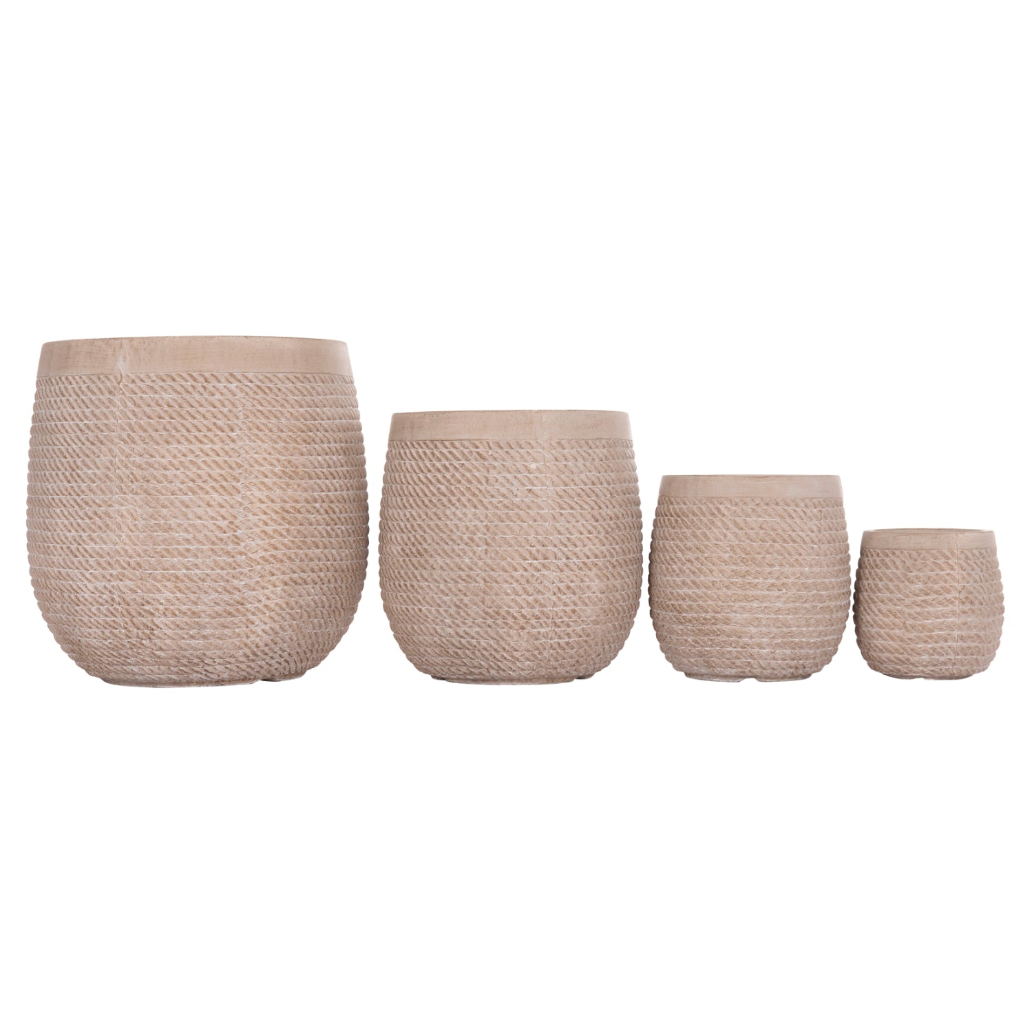ΣΕΤ 4ΤΜΧ ΓΛΑΣΤΡΕΣ ΣΤΡΟΓΓΥΛΕΣ GARDENER HM4722 FIBERCLAY--IVORY CEMENT Φ54x54Υεκ - Pakobazaar