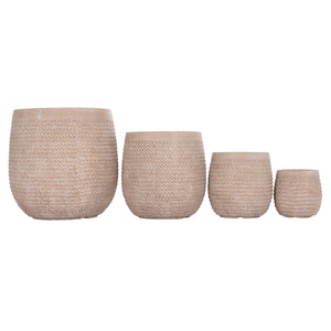 ΣΕΤ 4ΤΜΧ ΓΛΑΣΤΡΕΣ ΣΤΡΟΓΓΥΛΕΣ GARDENER HM4722 FIBERCLAY--IVORY CEMENT Φ54x54Υεκ - Pakobazaar