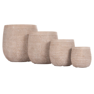 ΣΕΤ 4ΤΜΧ ΓΛΑΣΤΡΕΣ ΣΤΡΟΓΓΥΛΕΣ GARDENER HM4722 FIBERCLAY--IVORY CEMENT Φ54x54Υεκ - Pakobazaar