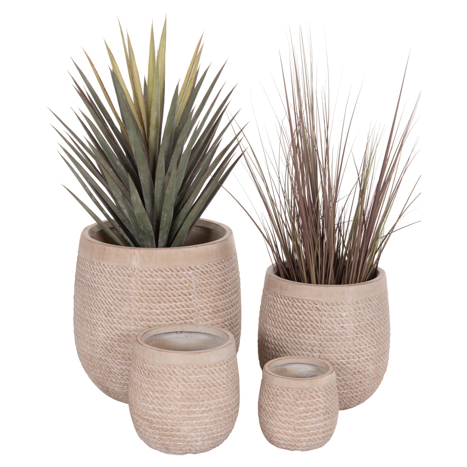 ΣΕΤ 4ΤΜΧ ΓΛΑΣΤΡΕΣ ΣΤΡΟΓΓΥΛΕΣ GARDENER HM4722 FIBERCLAY--IVORY CEMENT Φ54x54Υεκ - Pakobazaar
