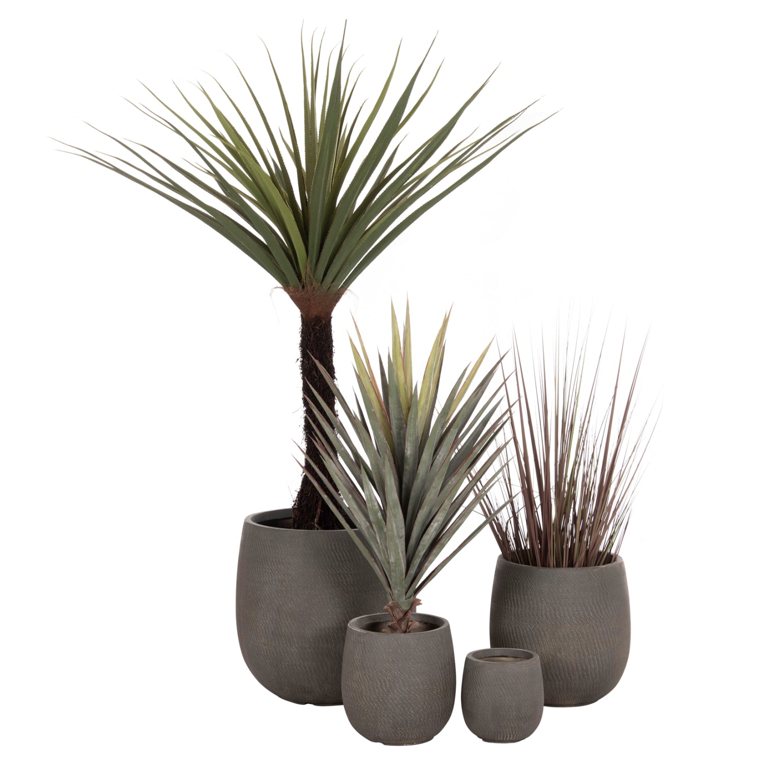 ΣΕΤ 4ΤΜΧ ΓΛΑΣΤΡΕΣ ΣΤΡΟΓΓΥΛΕΣ GARDENER HM4726 FIBERCLAY ΓΚΡΙΖΟΠΡΑΣΙΝΟ Φ52x55Υεκ