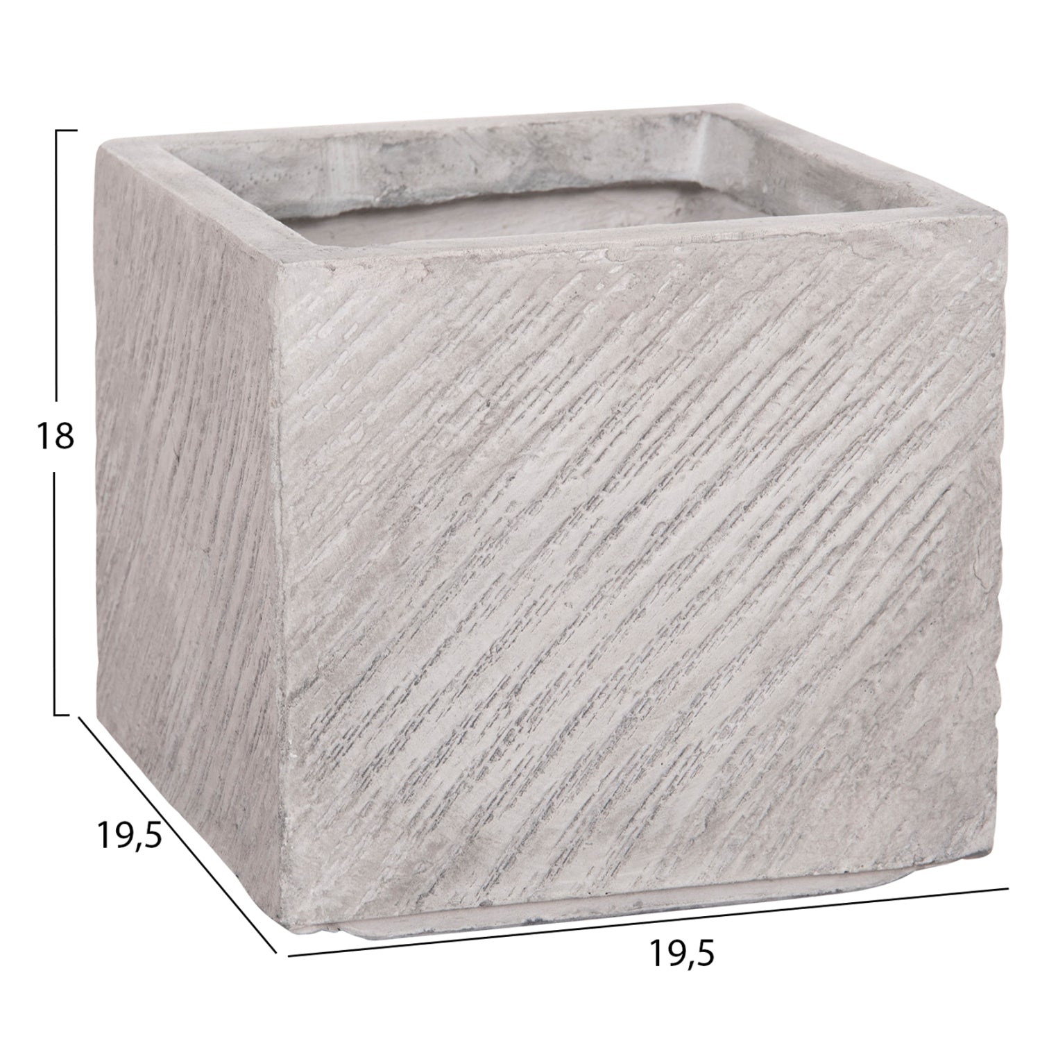 ΣΕΤ 4ΤΜΧ ΓΛΑΣΤΡΕΣ ΤΕΤΡΑΓΩΝΕΣ GARDENER HM4730 FIBERCLAY ΓΚΡΙ CEMENT 37x37x32Υεκ.