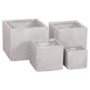 ΣΕΤ 4ΤΜΧ ΓΛΑΣΤΡΕΣ ΤΕΤΡΑΓΩΝΕΣ GARDENER HM4730 FIBERCLAY ΓΚΡΙ CEMENT 37x37x32Υεκ.