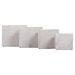 ΣΕΤ 4ΤΜΧ ΓΛΑΣΤΡΕΣ ΤΕΤΡΑΓΩΝΕΣ GARDENER HM4730 FIBERCLAY ΓΚΡΙ CEMENT 37x37x32Υεκ.