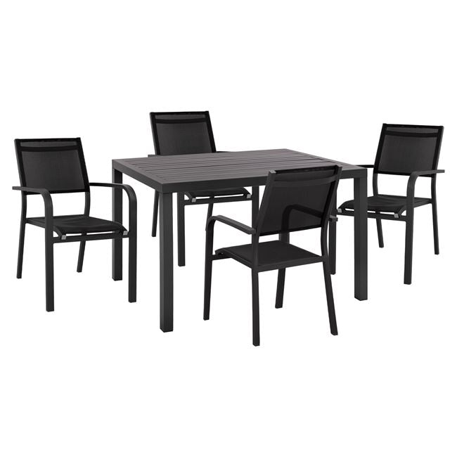 ΣΕΤ 5 ΤΜΧ ΑΛΟΥΜΙΝΙΟΥ ΜΕ ΤΡΑΠΕΖΙ 120Χ80Χ75,5Υ ΑΝΘΡΑΚΙ HM10515 - Pakobazaar