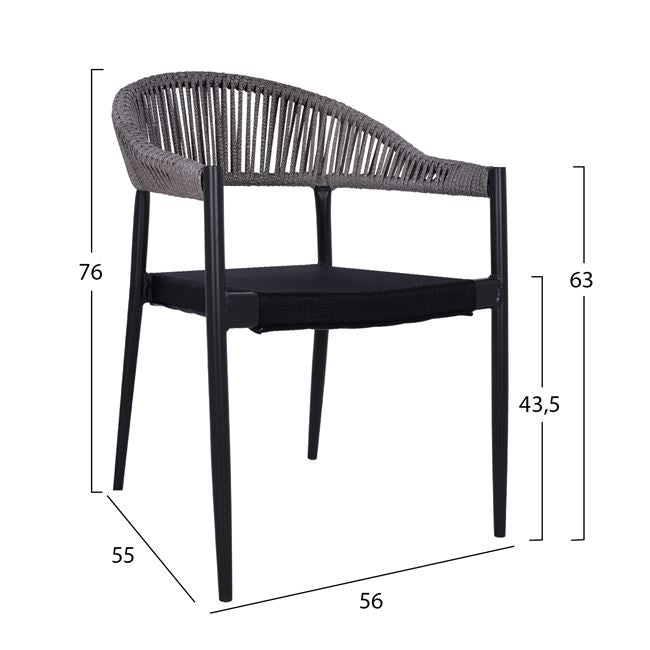 ΣΕΤ 5 ΤΜΧ ΑΛΟΥΜΙΝΙΟΥ ΜΕ ΤΡΑΠΕΖΙ 140Χ80Χ75,5Υ ΑΝΘΡΑΚΙ HM10519 - Pakobazaar