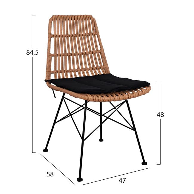 ΣΕΤ 5ΤΜΧ ALLEGRA WICKER ΜΕ ΤΡΑΠΕΖΙ 140X80Χ78Υ ΜΠΕΖ & ΜΑΥΡΟ ΧΡΩΜΑ HM10491 - Pakobazaar