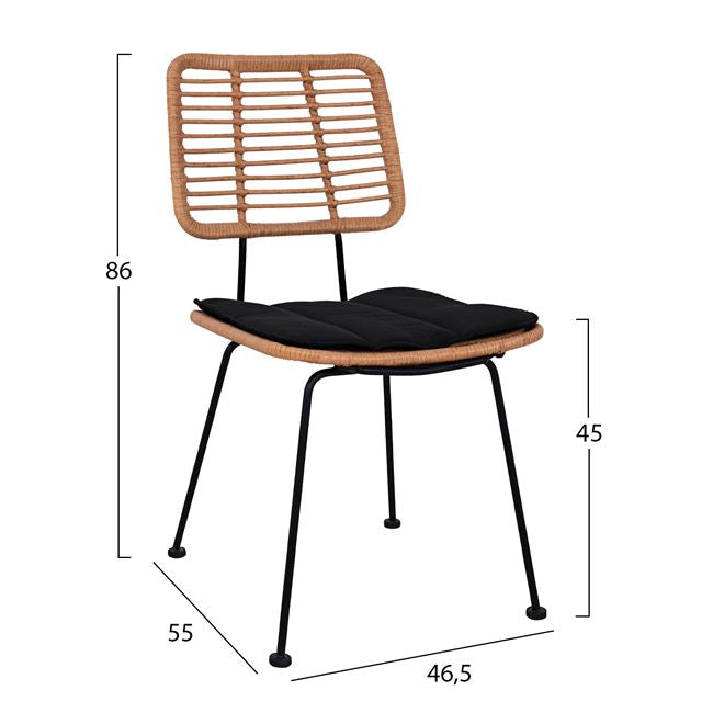 ΣΕΤ 5ΤΜΧ ALLEGRA WICKER ΜΕ ΤΡΑΠΕΖΙ 140X80Χ78Υ ΜΠΕΖ & ΜΑΥΡΟ ΧΡΩΜΑ HM10492 - Pakobazaar