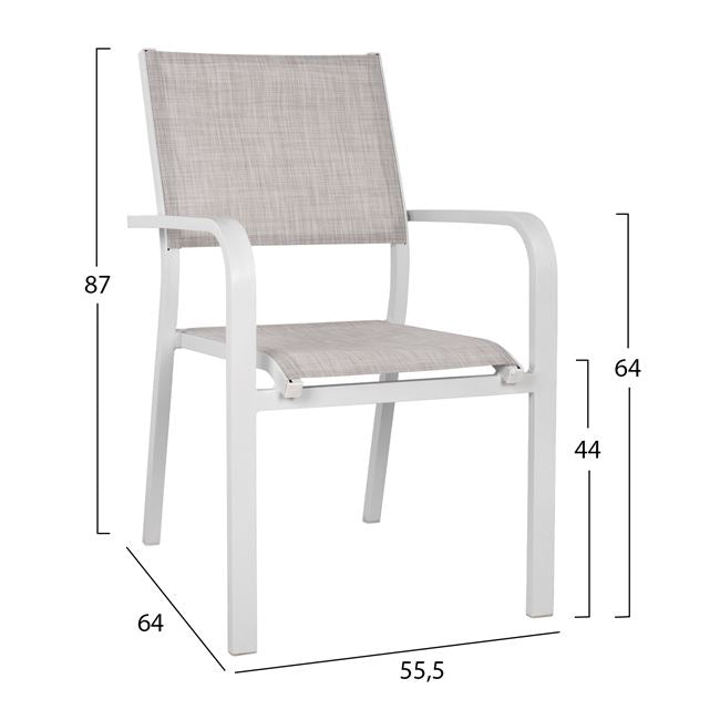 ΣΕΤ 5ΤΜΧ ΜΕ ΤΡΑΠΕΖΙ 120Χ80Χ75,5Υ & ΠΟΛΥΘΡΟΝΕΣ ΑΛΟΥΜΙΝΙΟΥ ΣΕ ΛΕΥΚΟ ΧΡΩΜΑ HM10523 - Pakobazaar