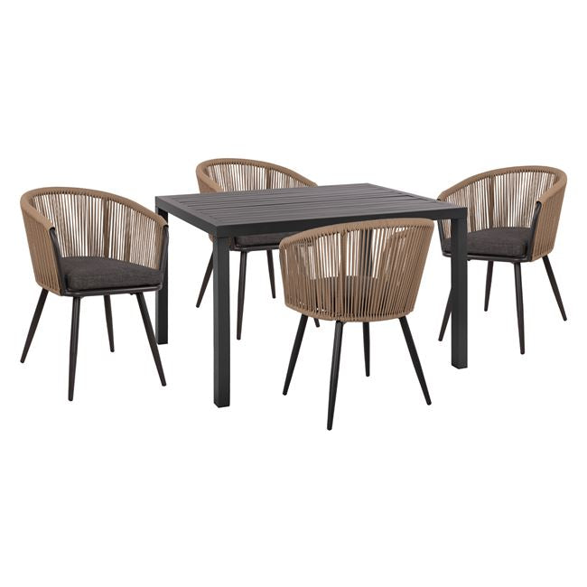 ΣΕΤ 5ΤΜΧ ΜΕ ΤΡΑΠΕΖΙ 120Χ80Χ75,5Υ & ΠΟΛΥΘΡΟΝΕΣ ΑΛΟΥΜΙΝΙΟΥ ΑΝΘΡΑΚΙ ΑΠΟΧΡΩΣΗ HM10520 - Pakobazaar