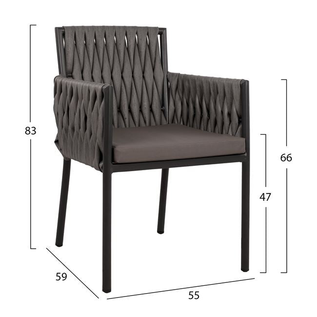 ΣΕΤ 5ΤΜΧ ΜΕ ΤΡΑΠΕΖΙ 140Χ80Χ75,5Υ & ΠΟΛΥΘΡΟΝΕΣ ΑΛΟΥΜΙΝΙΟΥ ΣΕ ΑΝΘΡΑΚΙ ΑΠΟΧΡΩΣΗ HM10532 - Pakobazaar