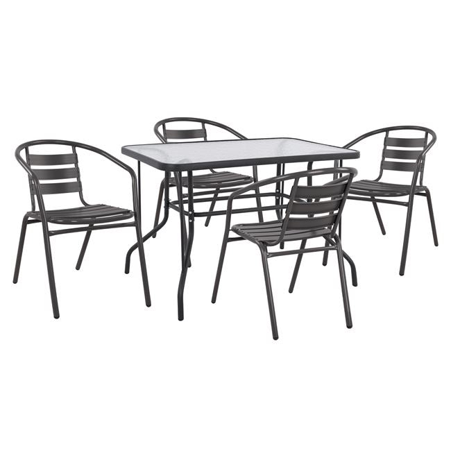 ΣΕΤ 5ΤΜΧ ΜΕ ΤΡΑΠΕΖΙ ADAM 110Χ60Χ71Υ & ΠΟΛΥΘΡΟΝΕΣ LAURA ΓΚΡΙ ΧΡΩΜΑ HM10472 - Pakobazaar