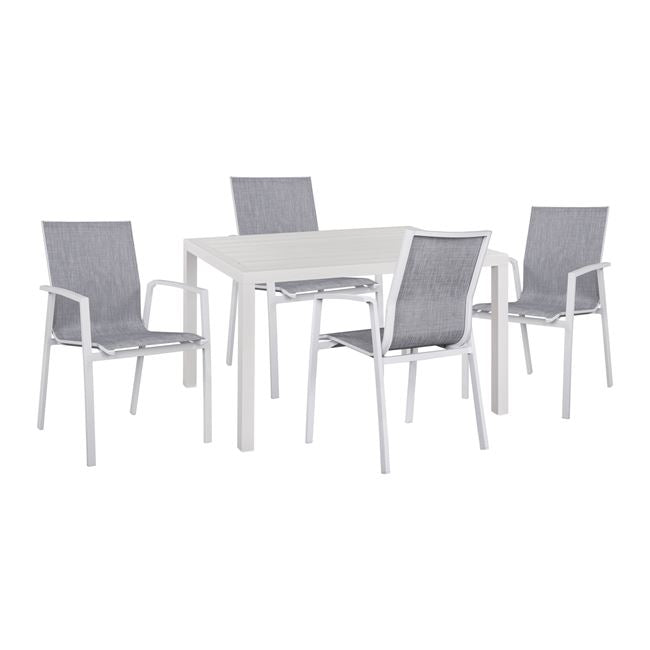 ΣΕΤ 5ΤΜΧ ΤΡΑΠΕΖΙ ΑΛΟΥΜΙΝΙΟΥ & ΠΟΛΥΘΡΟΝΕΣ ΑΛΟΥΜΙΝΙΟΥ ΛΕΥΚΕΣ HM10595.01 - Pakobazaar